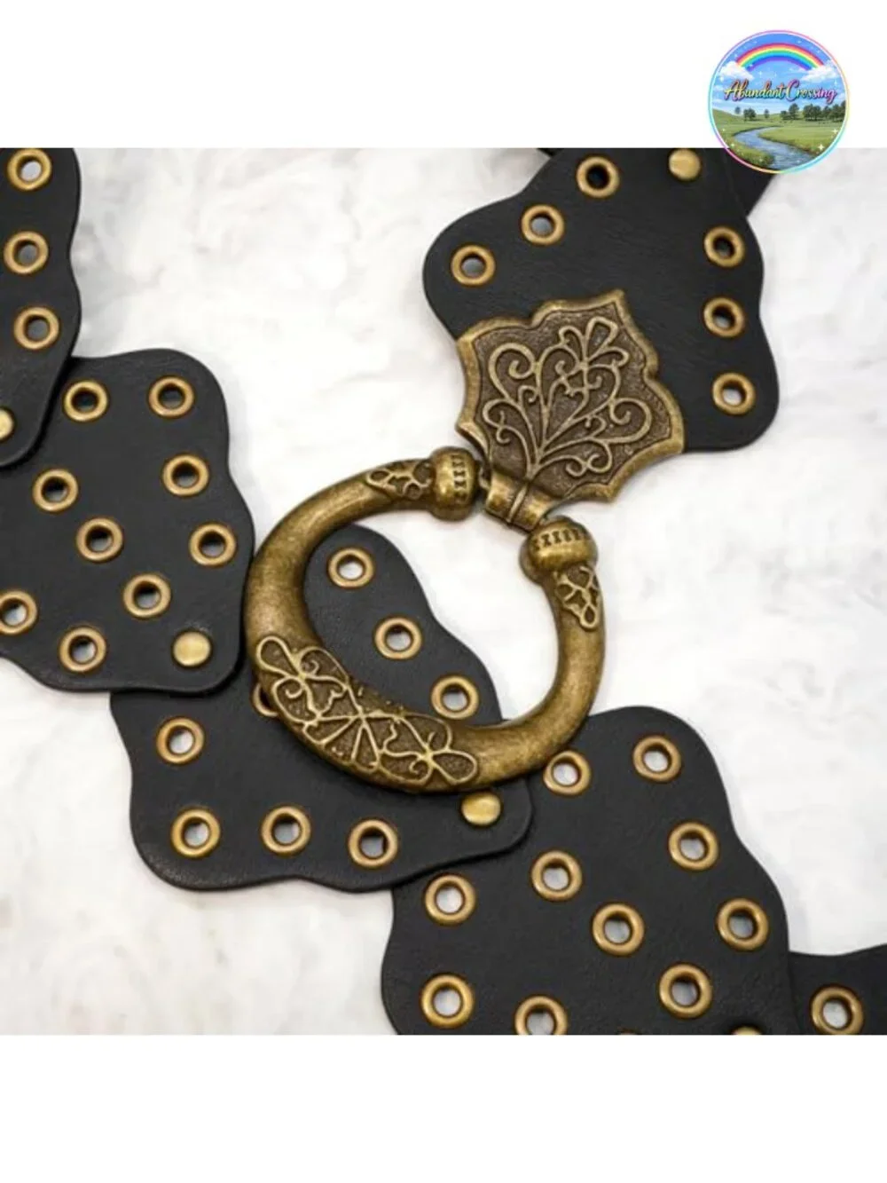 Wide Disc Belt Women Vintage Hollow Boho PU Leather Adjustable Waist Chain